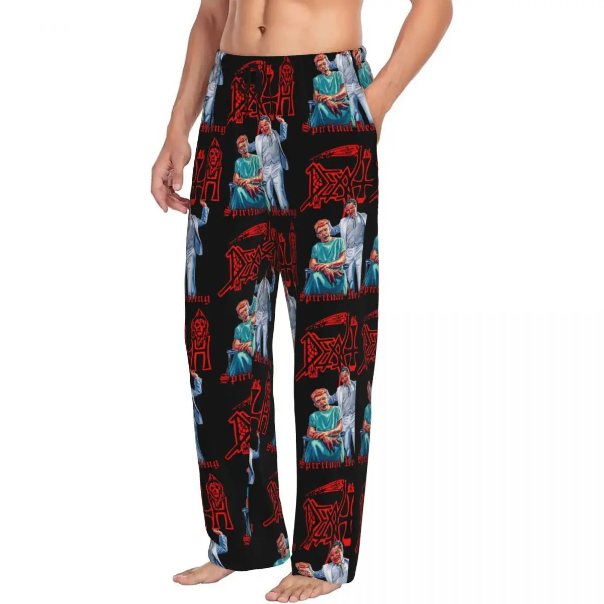 Custom Printed Men D-Deathes Brand Rock Pajama Pants Sleepwear Sleep Lounge Bottoms with Pockets