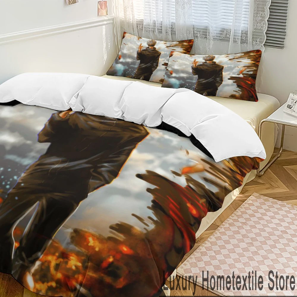 Anime Jujutsu Kaisen Bedding Set Duvet Cover Bed Set Quilt Cover Pillowcase Comforter king Queen Size Boys Adult Bedding Set