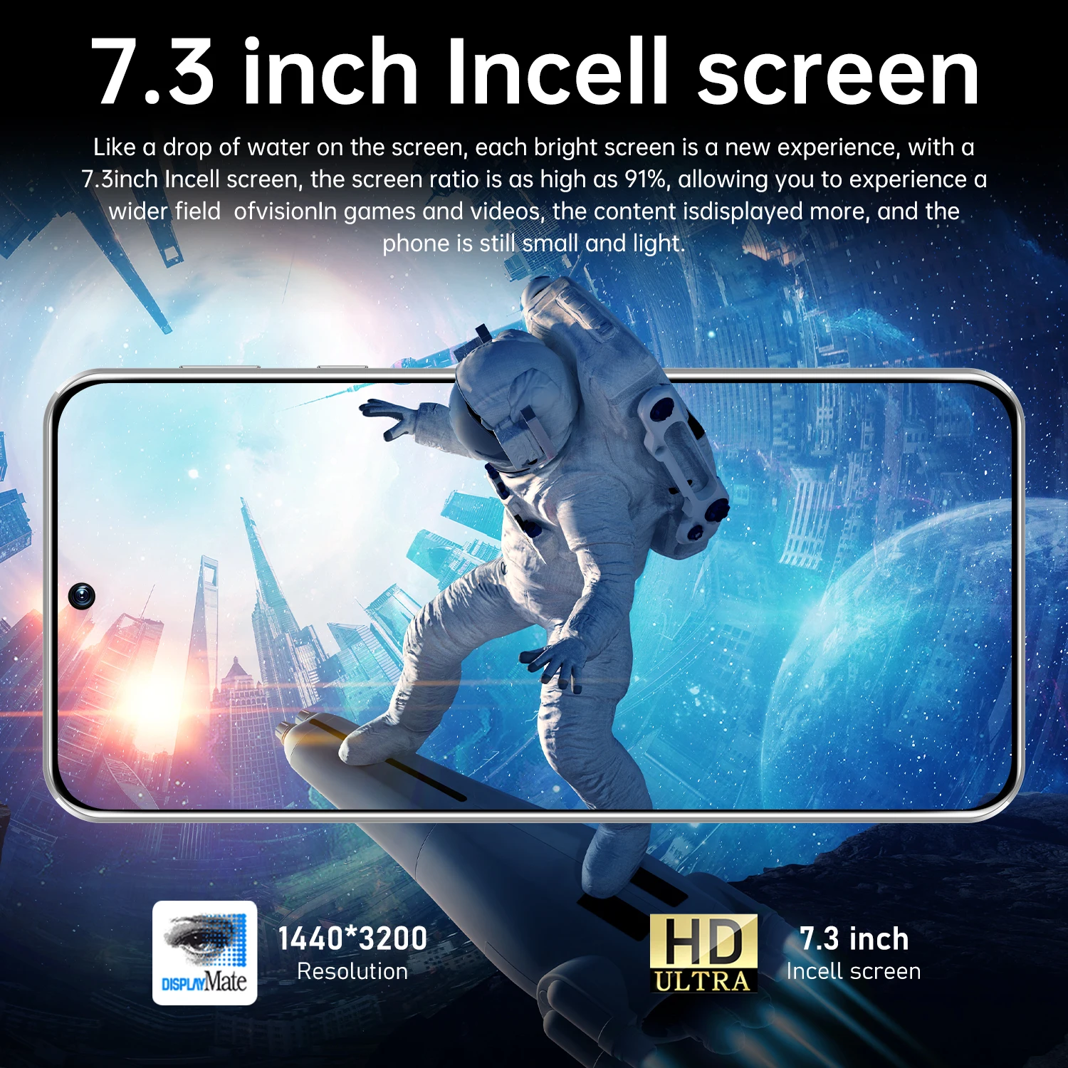 Telefono cellulare originale 5G Pova 7 Pro Smartphone 7.3 schermo HD 16G + 1T 6800Mah 72MP OTG Android13 cellulare sbloccato Dual SIM Face