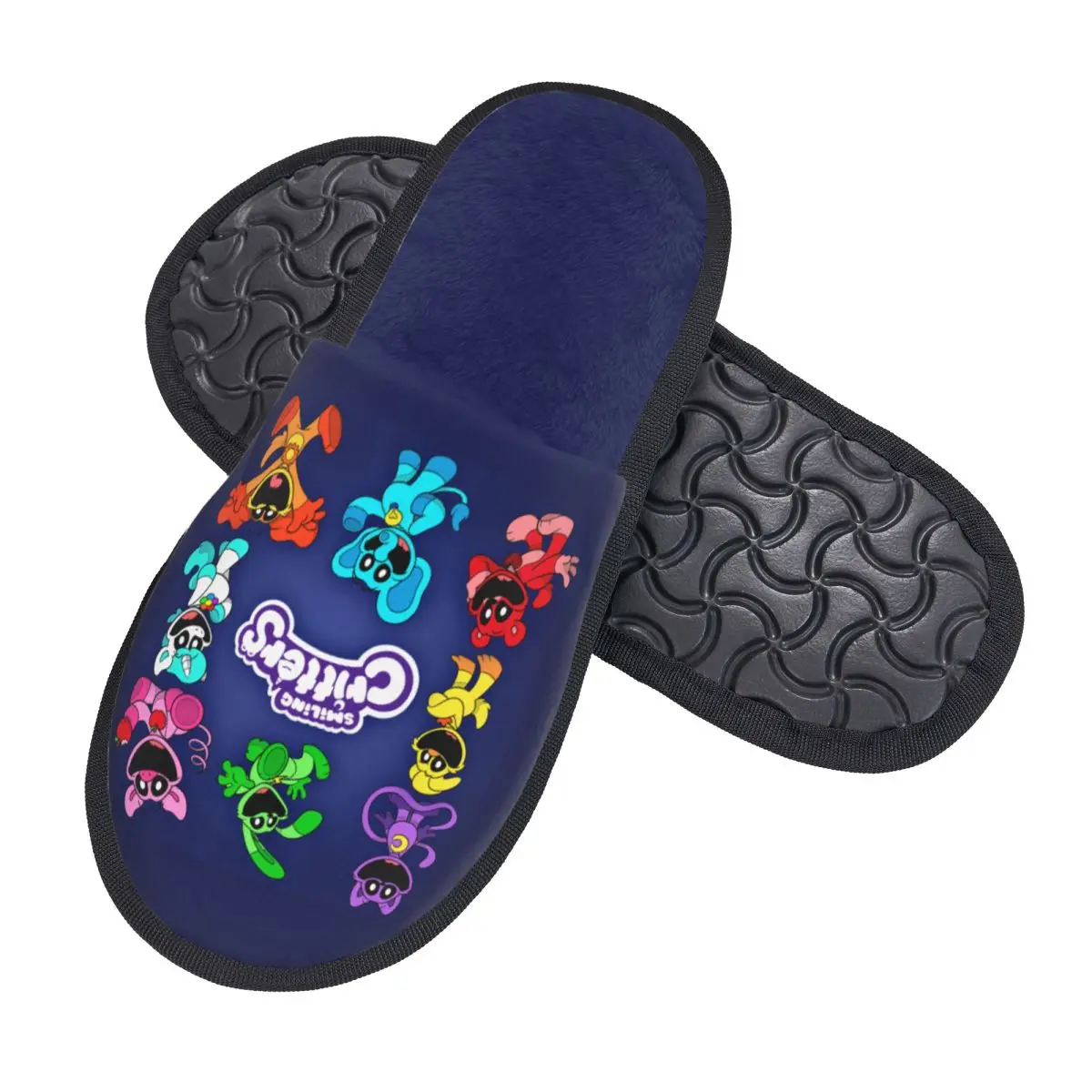 Custom Colorful Smiling Big Mouth Critters Group Soft Memory Foam House Slippers Scarry Animated Comfy Anti-skid Sole Slipper