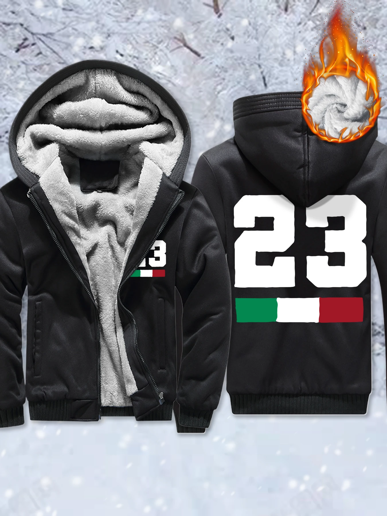 

Зимняя мужская уличная одежда с принтом флага Италии 23, мягкая теплая куртка с капюшоном, уличное пальто на молнии, флисовые тяжелые куртки