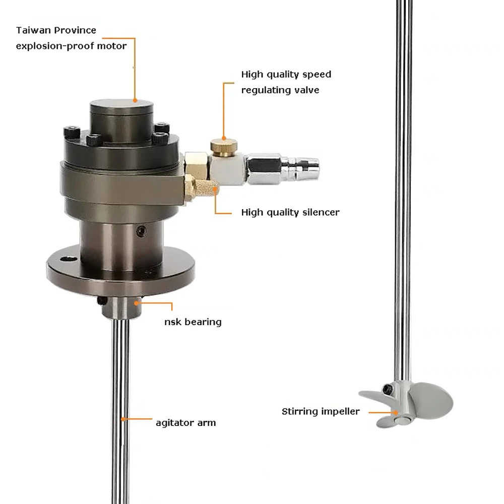 5 لتر المحرض مروحة نوع المحرض الطلاء السائل خلاط آلة التحريك 1 جالون 1/16 محرك الهواء محرك هوائي صغير يعمل بالهواء المضغوط