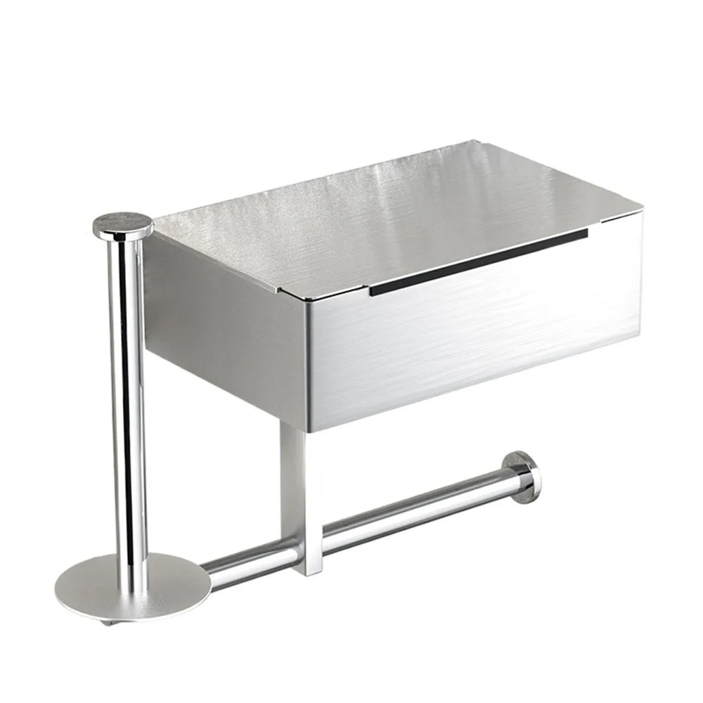 

Держатель для туалетной бумаги из нержавеющей стали, самоклеящийся, с полкой, водонепроницаемый, с высокой несущей способностью