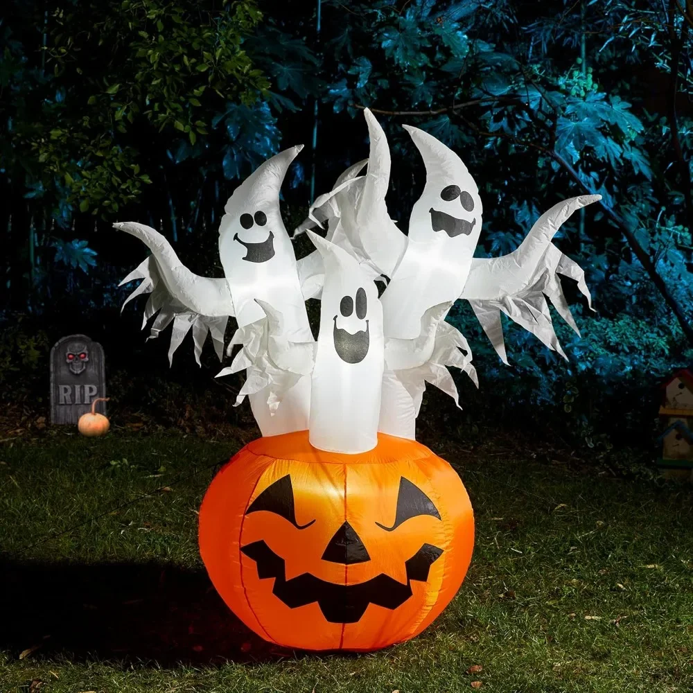 

6 Ft Halloween Inflatable Outdoor Decoration Rotating Pumpkin Built-in LED Halloween Blow Up Cute Decor Clearance