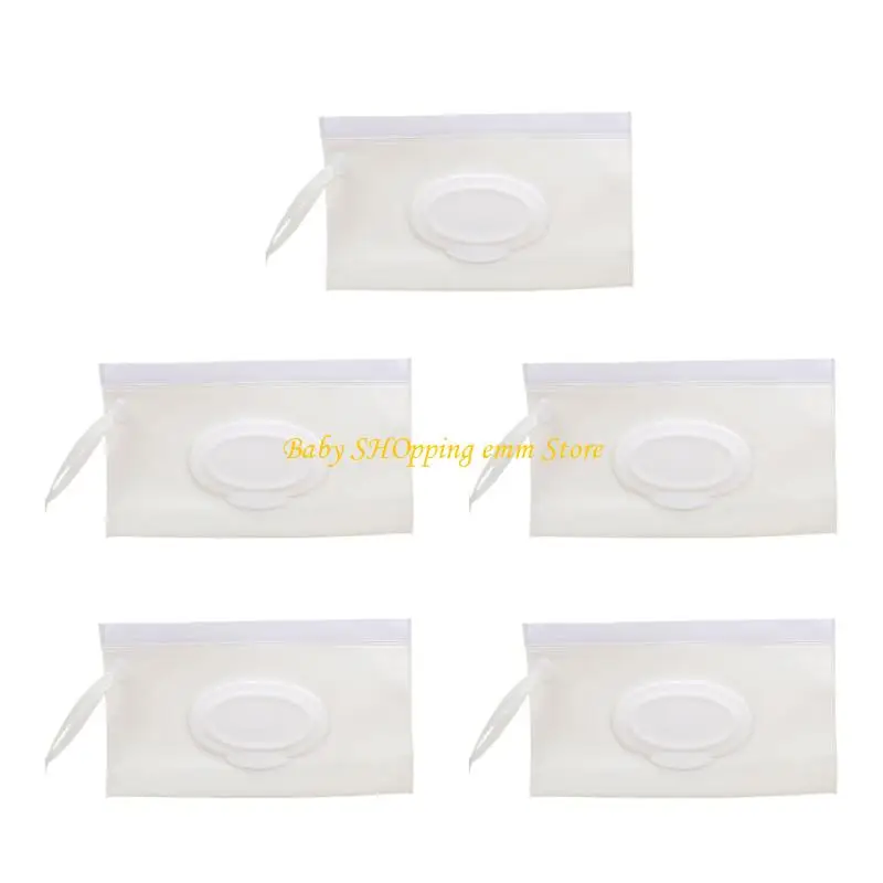 23GD 5 個再利用可能な EVA ウェットワイプホルダー 安全な密封された収納ポーチ アウトドアアクティビティや幼児の世話用