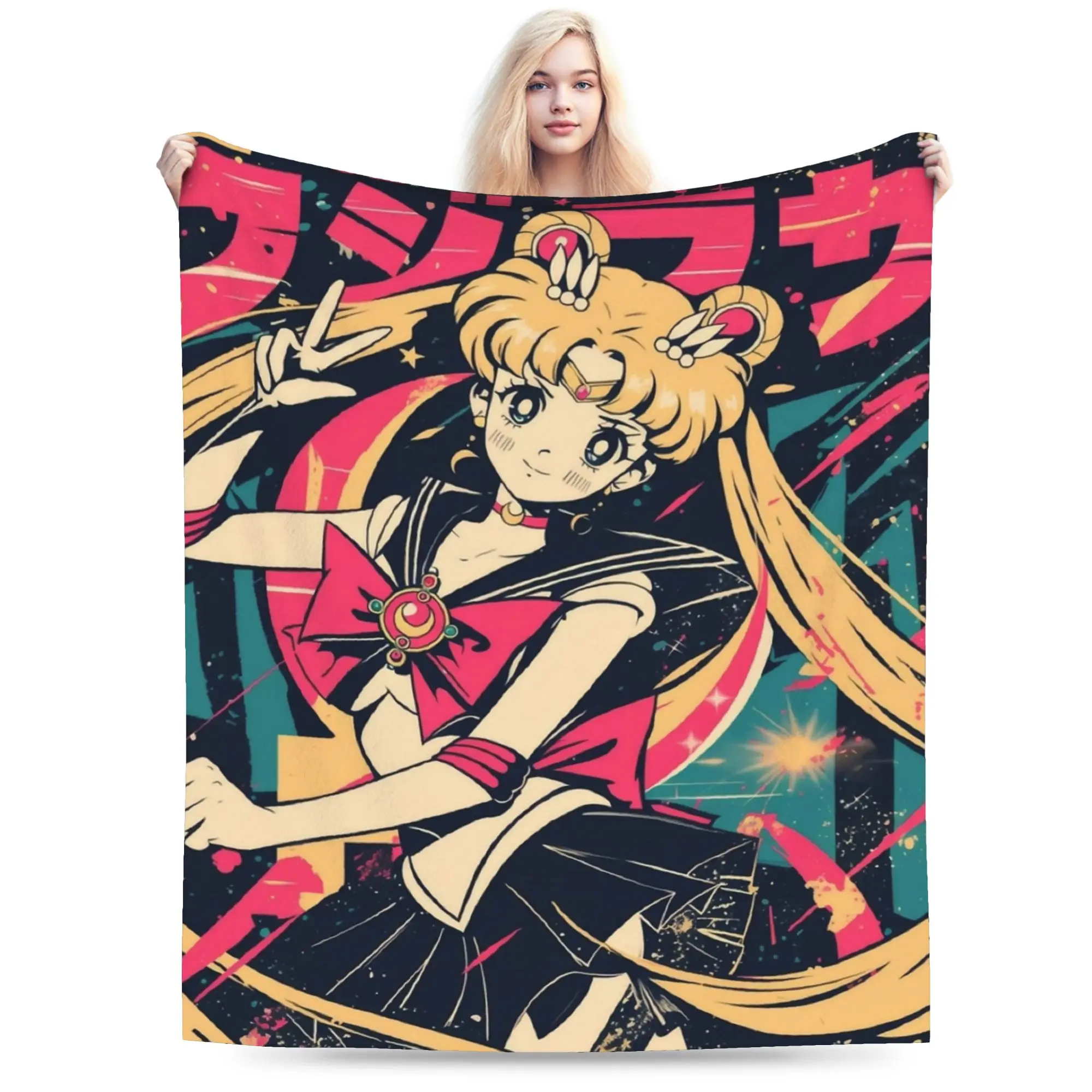 Sailors Moons Retro Warned Poster Blankets Fleece Textile Decor   Lightweight Thin Throw Blankets for Bedding Office Bedspreads