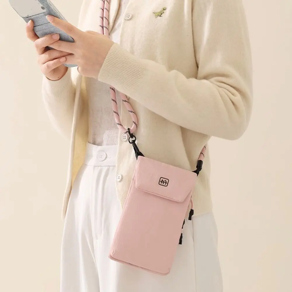 Fashion Nylon Mobile Phone Bag Lightweight Vertical Storage Crossbody Bag Zipper Closure Waterproof Phone Purse Daily Use