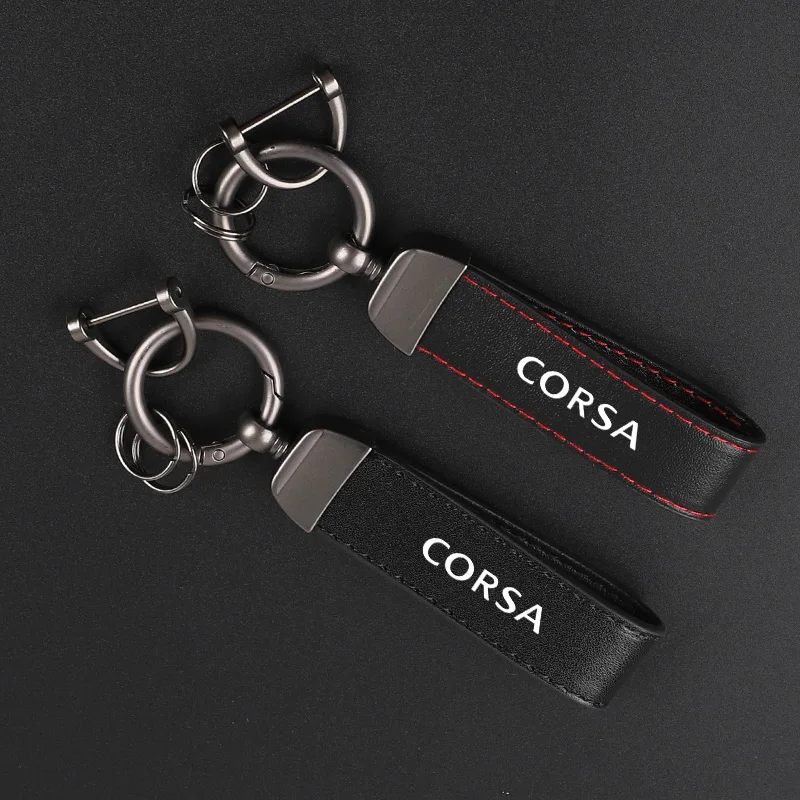 Deluxe Leather Keychain with Car Badge Keychain Pendant For opel CORSA