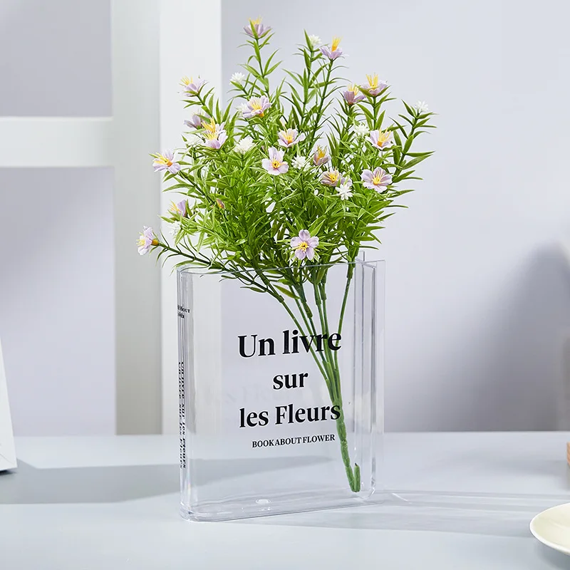 Transparent Book Vase Table Office Flower Arrangement Ornaments Creative Green Plant Growth Container Wedding Party Decoration