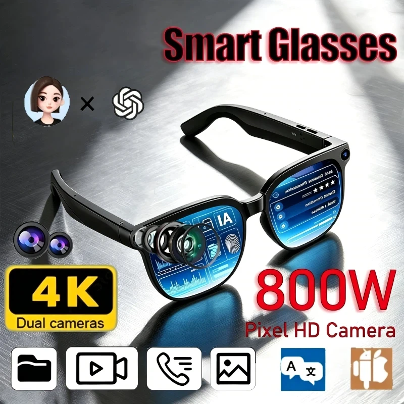 

AI Smart Glasses Car AI Translation 8MP HD Camera 4K Shooting Image Conversation Recording Listening To Music Mototcycle Goggles