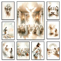 Jesus Sketch Canvas Posters Christian Bible Verse Shepherd Faith Prints Painting Decor Wall Art Poster Living Room Bedroom Decor