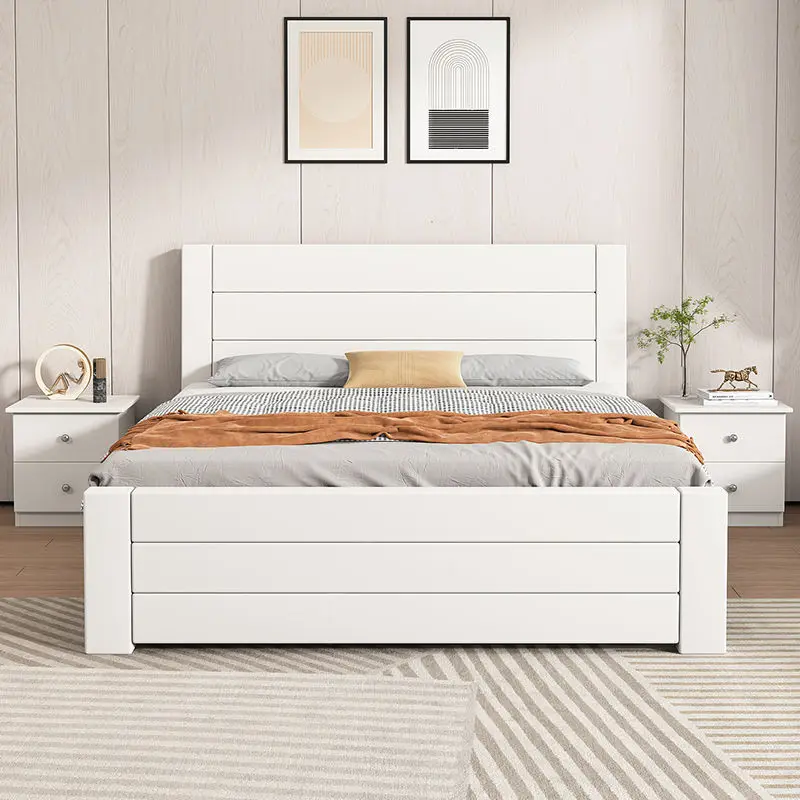 E****my modern simple Chinese solid wood bed double bed 1.8 meters rental room single bed 1.5 meters 1 meter household