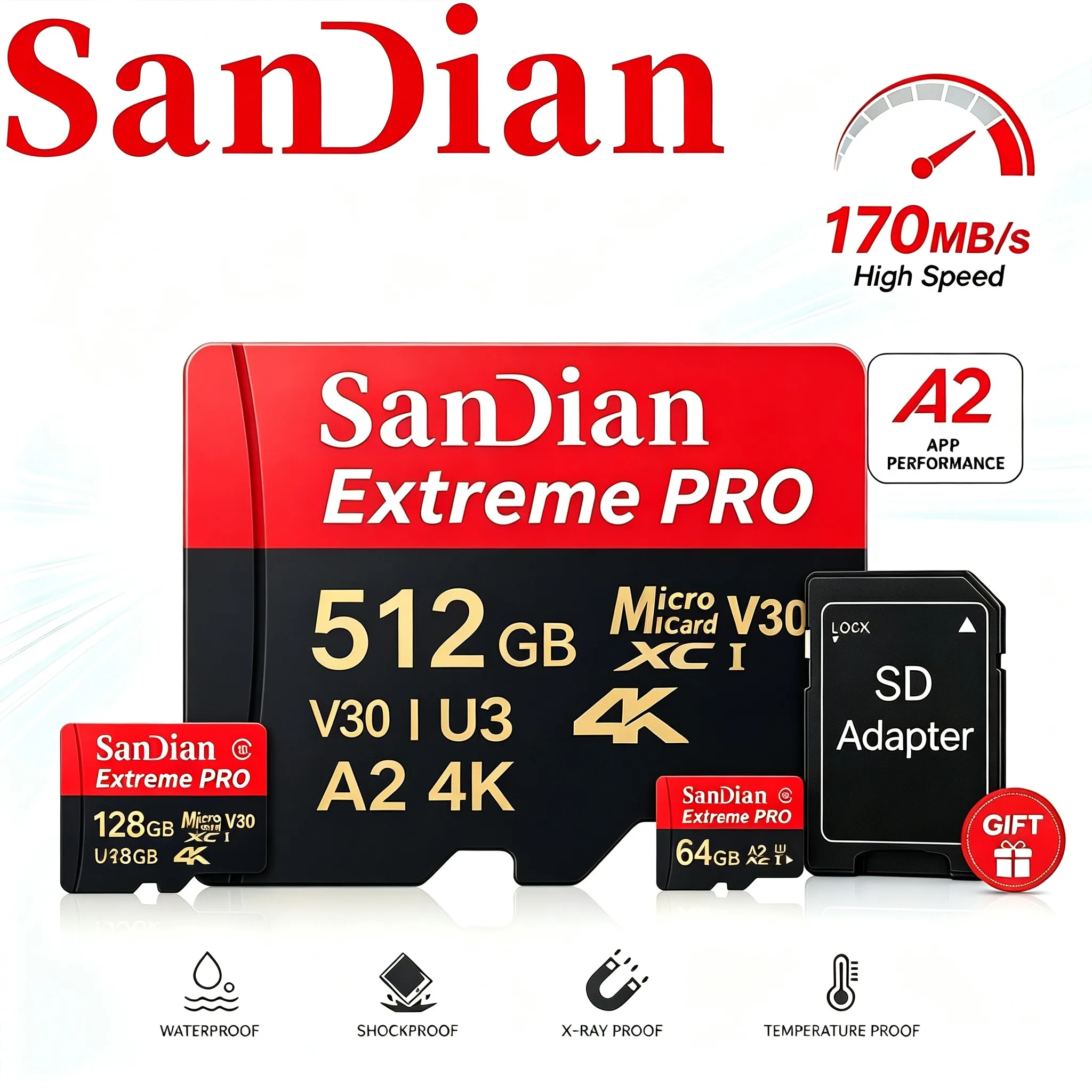 256GB 64GB 32GB Mini Memory Card TF Cards Micro TF SD Card SD Cards C10 Plug Play V30 for CCTV/Phone/Tablet/Desktop/E-Reader
