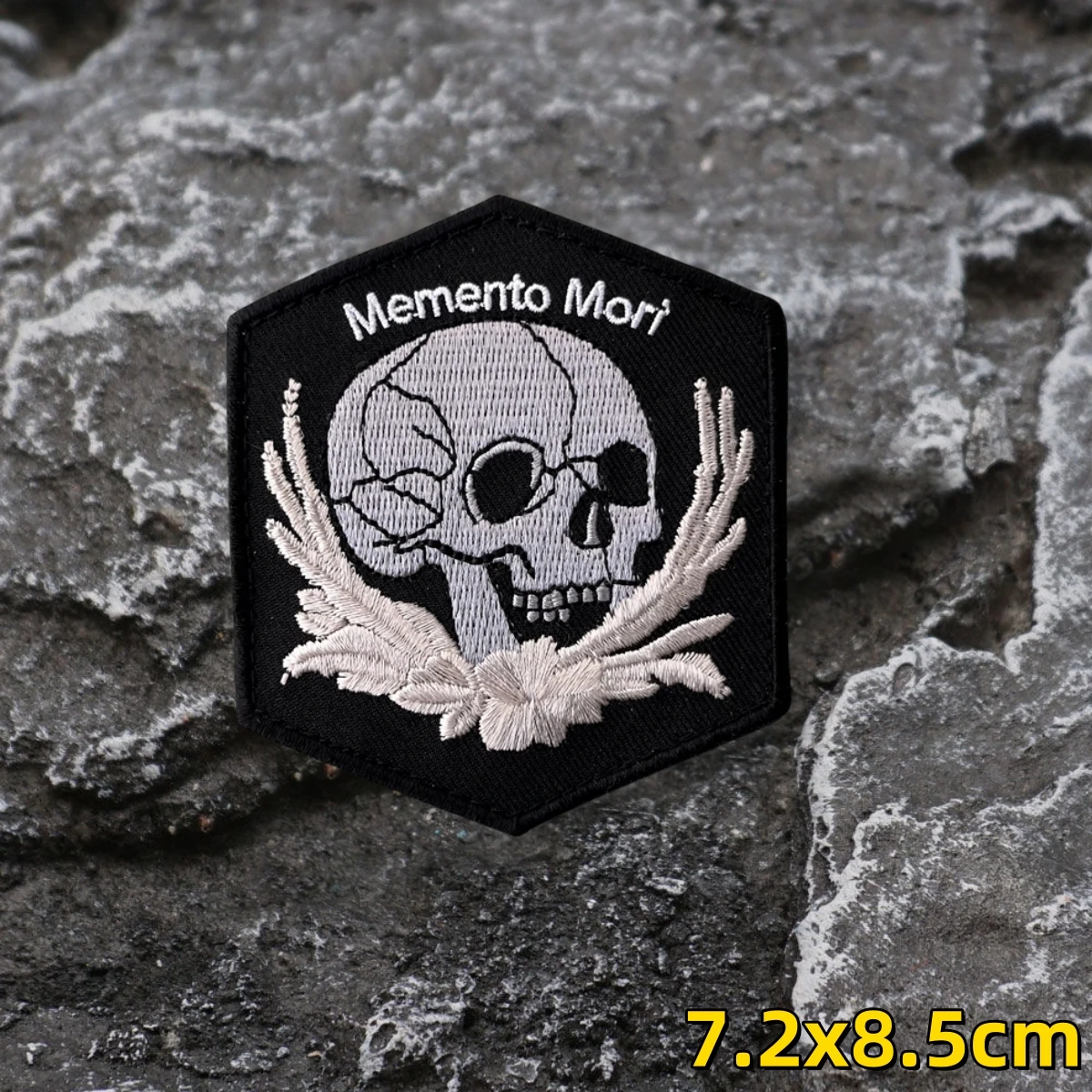 Memento Mori Morale Badge Skull Embroidered Hook and Loop Patches Tactical Backpack Sticker