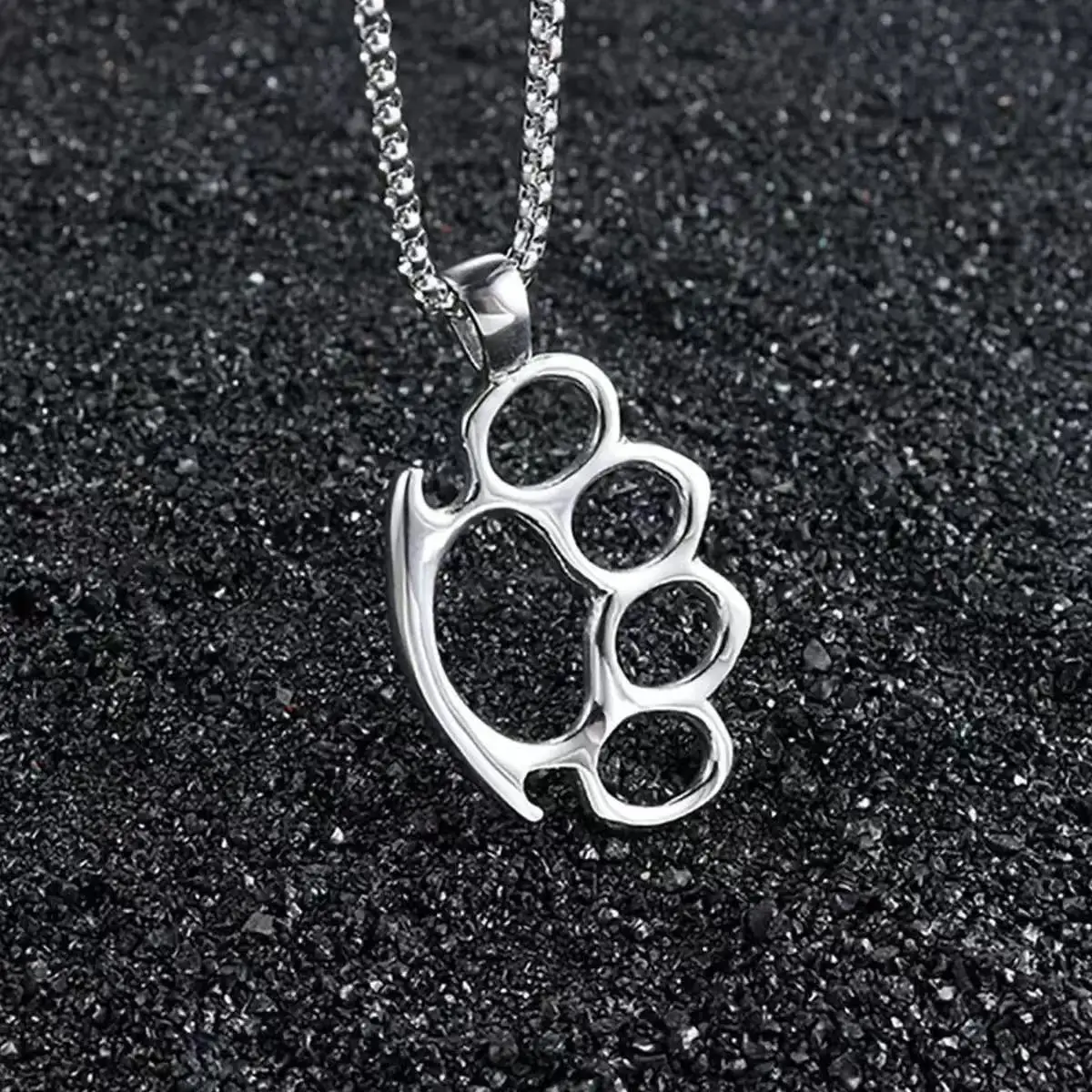 

Four finger tiger ring pendant, stainless steel trendy and personalized fashion necklace
