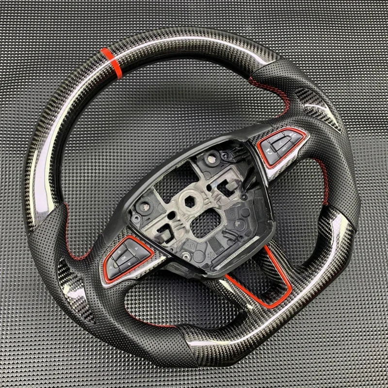 Customization For Ford Focus 2015 2016 2017 2018 MK2 MK3 ST RS LED Display Carbon Fiber Sports Steering Wheel Perforated Leather