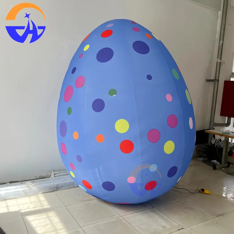 Kolorowe Malowane Nadmuchiwane Jajo Wielkanocne z Podświetleniem LED, Duży Model Jaja z Pompką do Dekoracji Festiwalowych na Zewnątrz