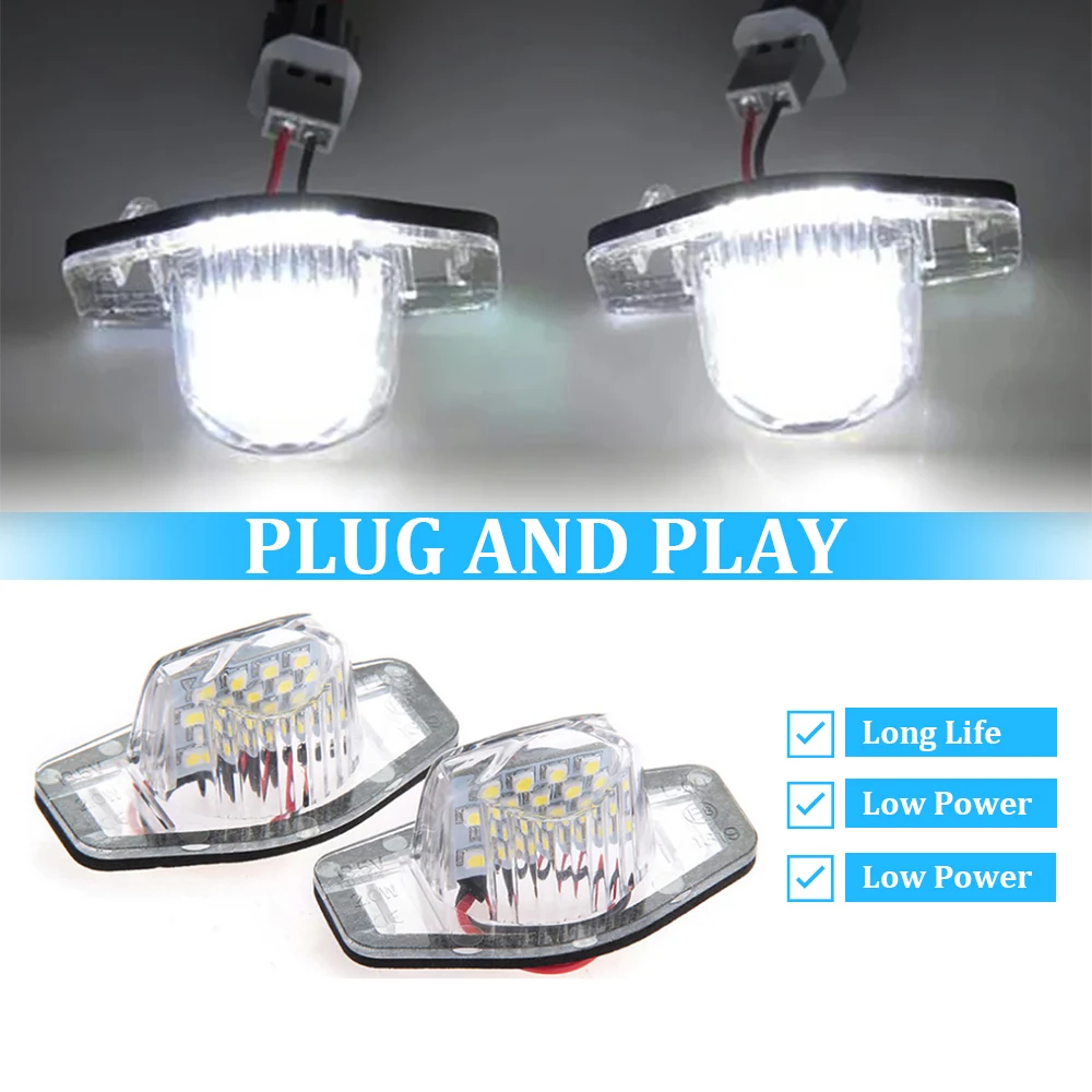 2 Buah Lampu Plat Nomor Mobil LED untuk Honda Crv Fit Odyssey Jazz Hrv Frv CR-V Stream 12V SMD 18 Lampu LED Angka
