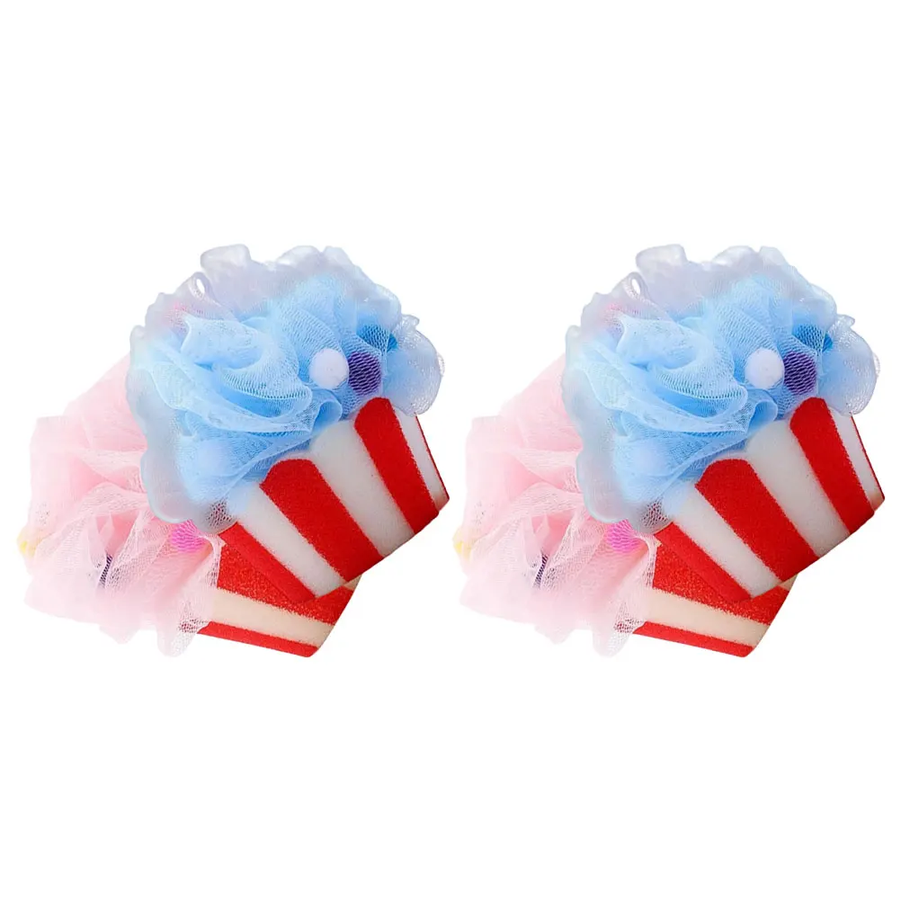 

4 Pcs Bath Ball Loofah Fun Puff Mini Cartoon Sponge Pe Sponges Travel Ice Cream