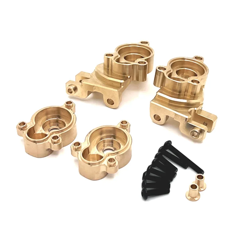 AS96-RC Car Upgrade Brass Front Axle Steering Cup + Gear Cover Kit For 1/10 YK4107 RC Car Upgrade Accessories