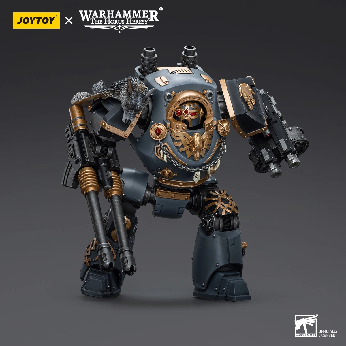 【JOYTOY】Warhammer 40K The Horus Heresy Space Wolves Contemptor Dreadnought con juguete de cañón Gravis Bolt