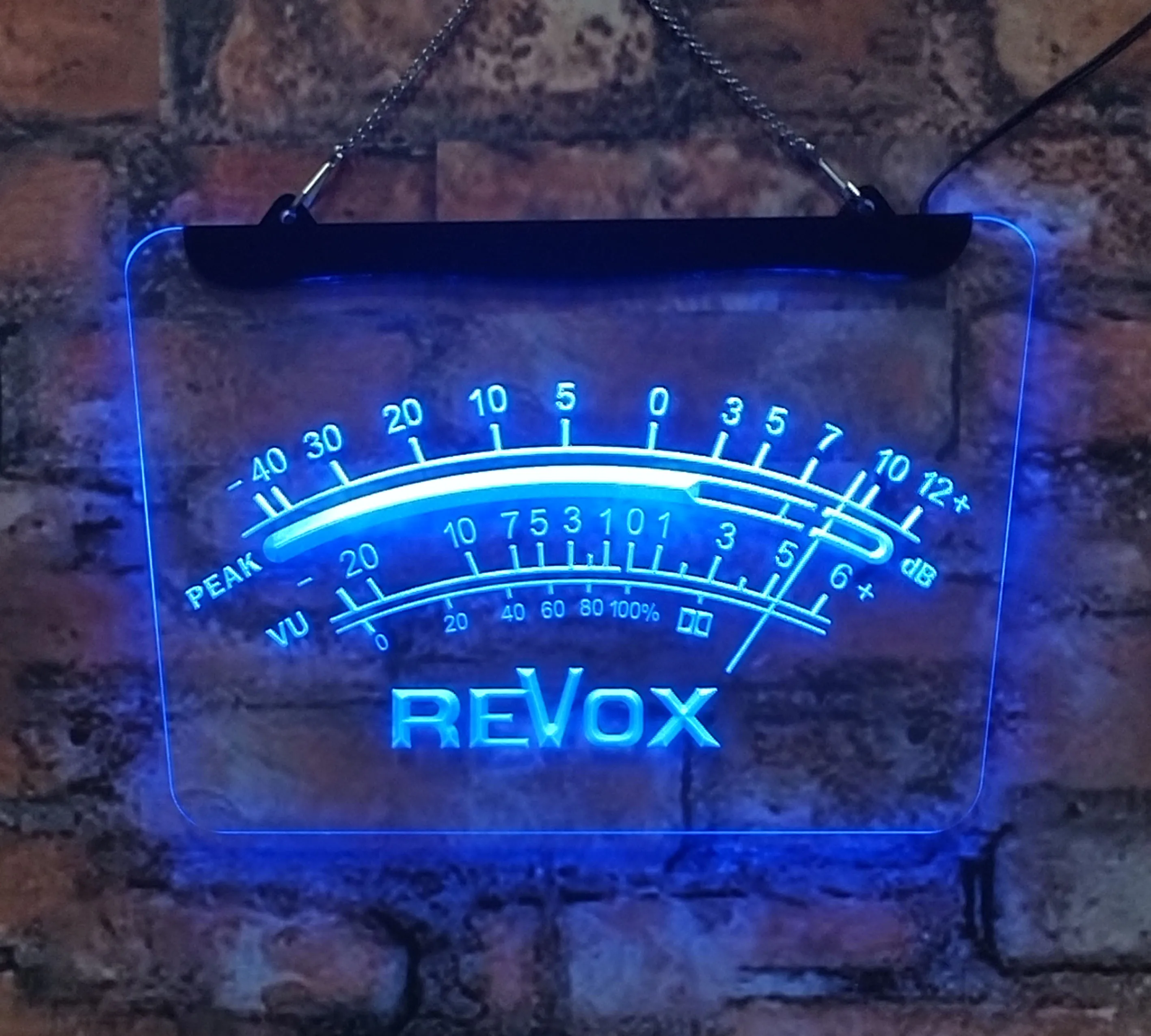 

revx Peak VU dB LED neon sign Acrylic board engraving Room decoration Interior wall art Pink 20*30 for store holiday party gif