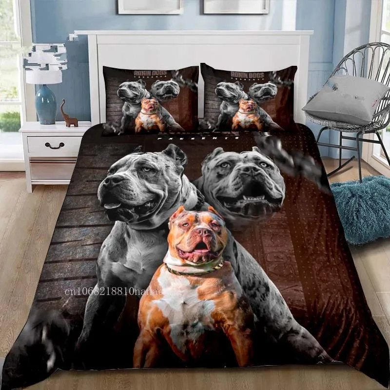 Imagem -03 - Pitbull Impressão 3d Bedding Grupo 3-piece Consolador Grupo Bed Duvet Cover Dog Animal Cover Duplo Rei para Toda a Temporada Twin