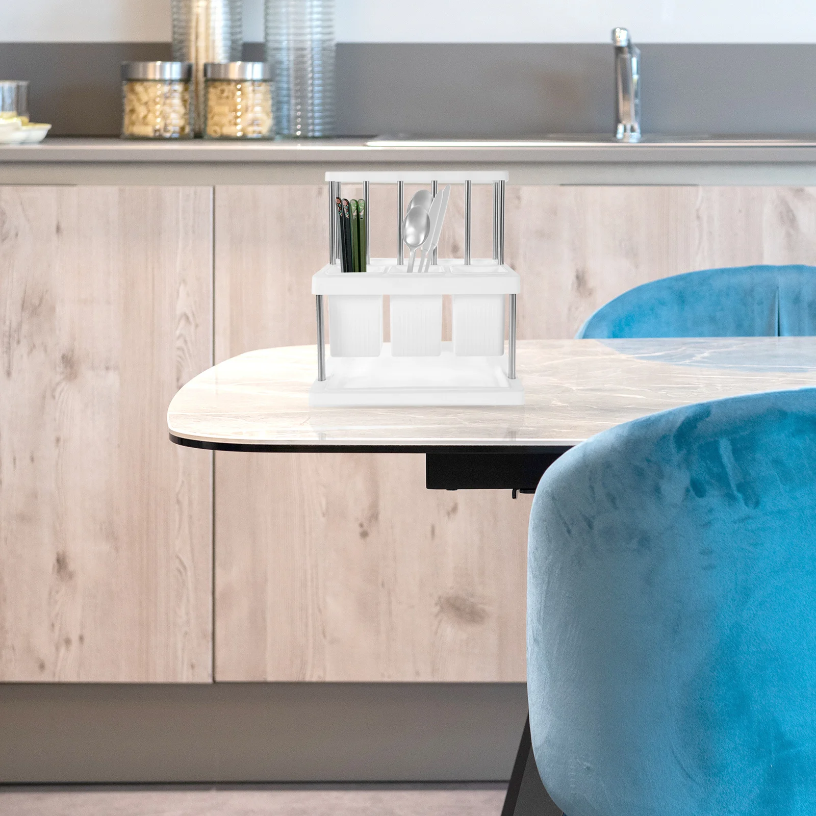 

Cutlery Holder Stainless Steel Utensil Organizer For Kitchen Counter Spoon Fork Chopstick Storage Box Countertop Cutlery