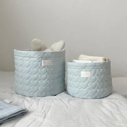 1pc Blue Storage Basket Love Quilted Storage Basket Desktop Storage Household Goods