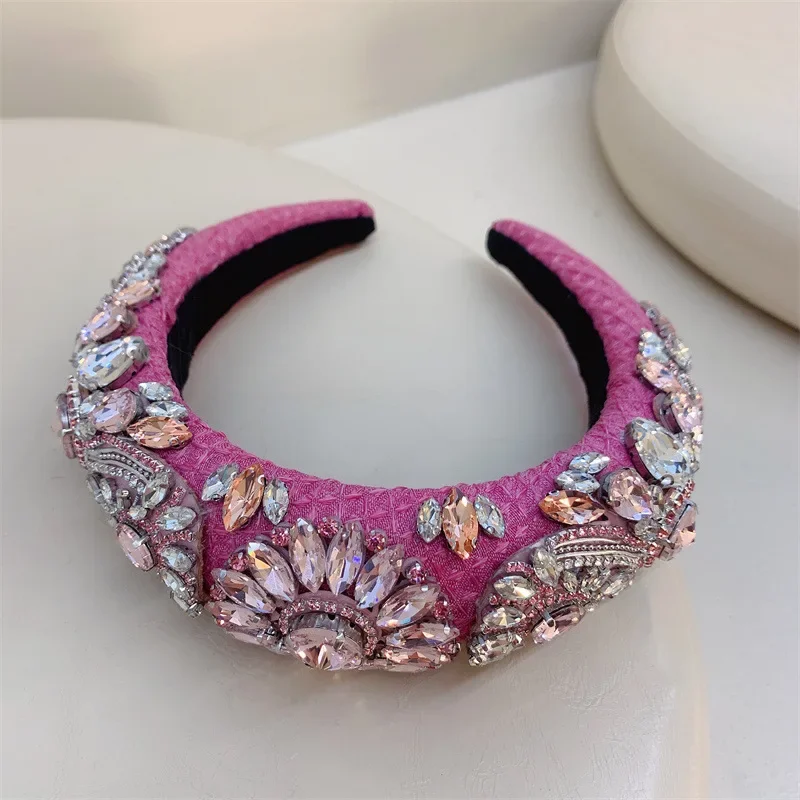 European Style Women Luxury Bling Bling Full Rhinestone Black Grey Hair Accessories Headband , Woman Elegant Headwear