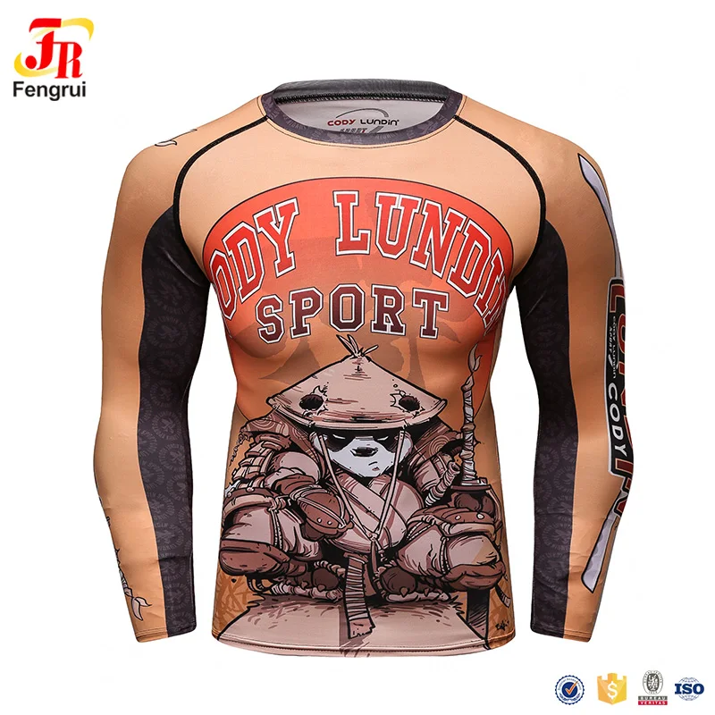 Customizable MMA Man Rashguard with Your Logo Jiu Jitsu Brazilian Kickboxing T-shirt Sublimation Long Compression Shirt UV