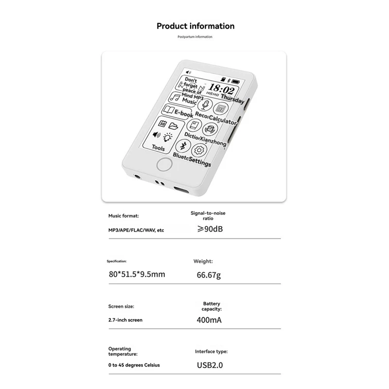مشغل MP3 محمول مشغل موسيقى شاشة حبر قارئ الكتب الإلكترونية قاموس 2.8 بوصة يعمل باللمس راديو بلوتوث رقمي Car-ABWO #6