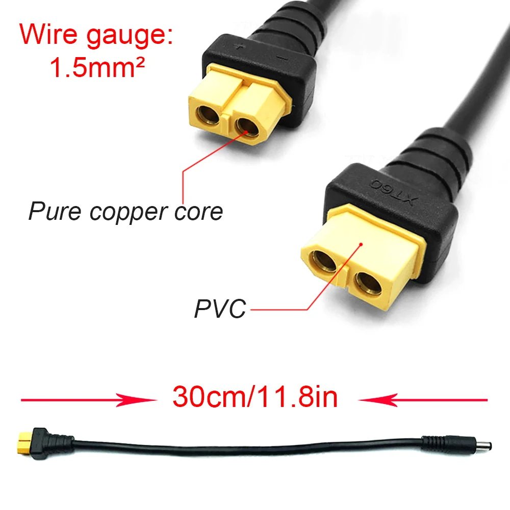XT60 Male\\Female Plug Battery 5.5*2.1mm 5.5*2.5mm Connector Cable Dual Extension 14AWG Silicone Wire For RC Battery Motor