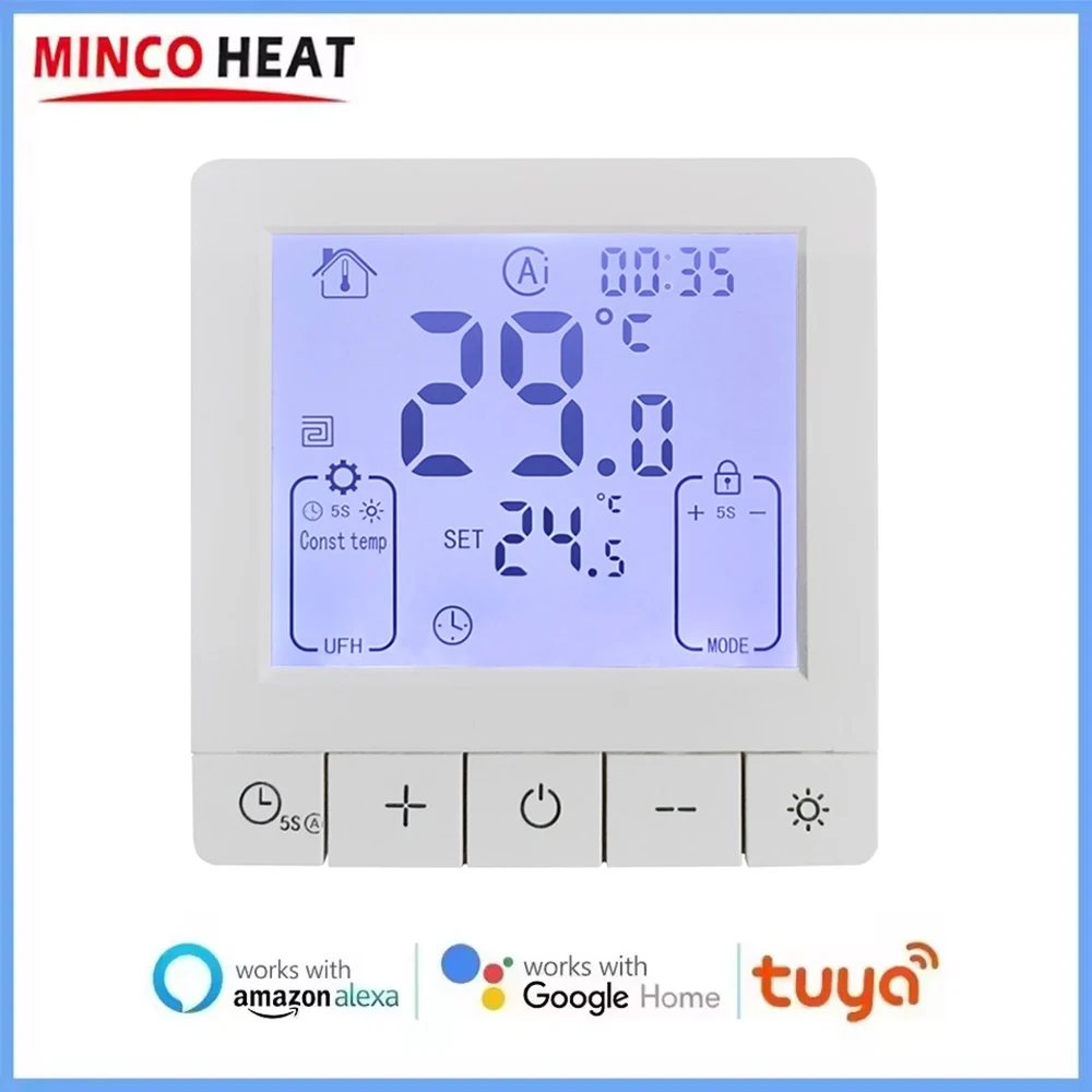 AC95~240V Smart Tuya WiFi Electric 30A Floor Heating Thermostat Temperature Controller with External Sensor Probe