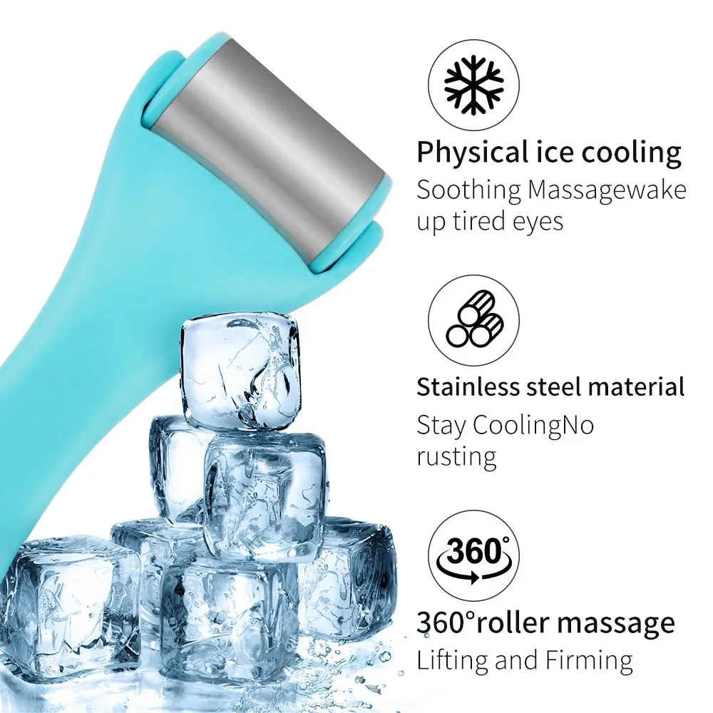 Stainless Steel Ice Roller Cooling Face Roller Lift Firming for Face and Eyes Skin Care Beauty Tools Pain Relief Facial Massager