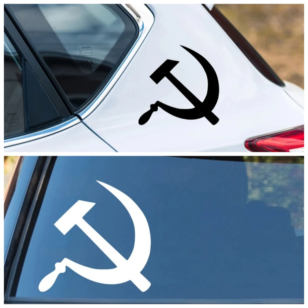 

USSR Style Hammer and Sickle Vinyl Decal - Durable Car Body Sticker for Bumper/Rear Window