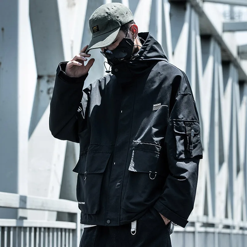 HKSH Spring Autumn New Tactical Dark Men\'s Tide Loose Fashion Brand Ins Jacket Pockets Hooded Techwear Chic Hooded Coats HK0821