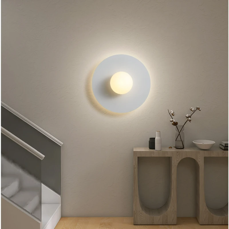 Nordic Modern Wabi-sabi Wall Lamp Bedroom Living Room Wall Sconce Round Decor LED Lighting Aisle Corridor Design Ceilling Light