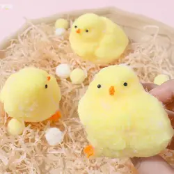 2024 Squishy Chicken Kawaii Handmade Soft Flocked Yellow Chicken Toys Silicone Hen Chick Seal Adult Kids Birthday Gift Girls Toy