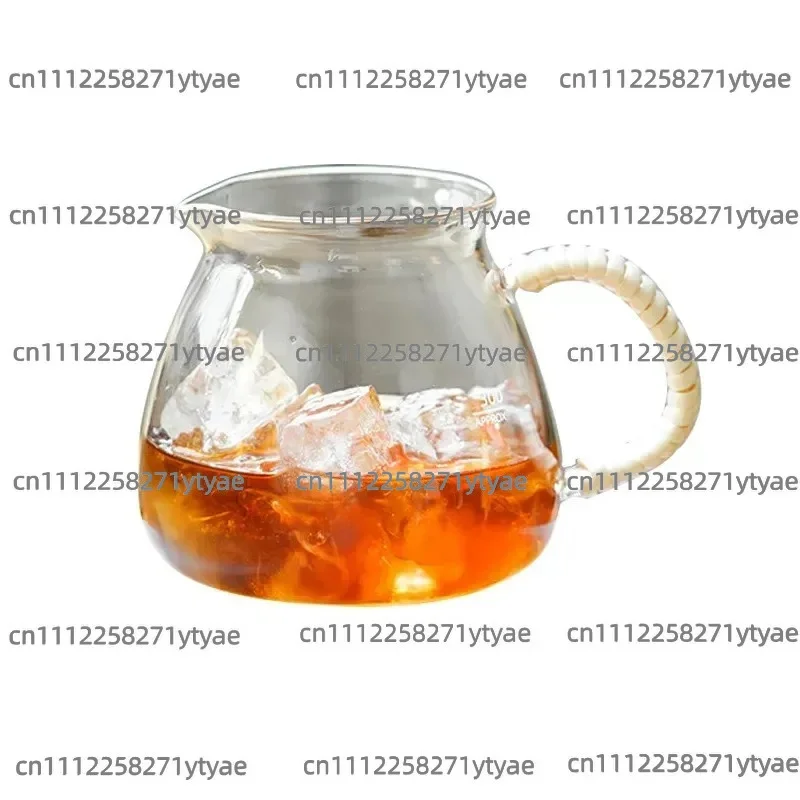 Retro Rattan Hand-brewed Coffee Sharing Pot Glass Japanese Fair Cup Teapot