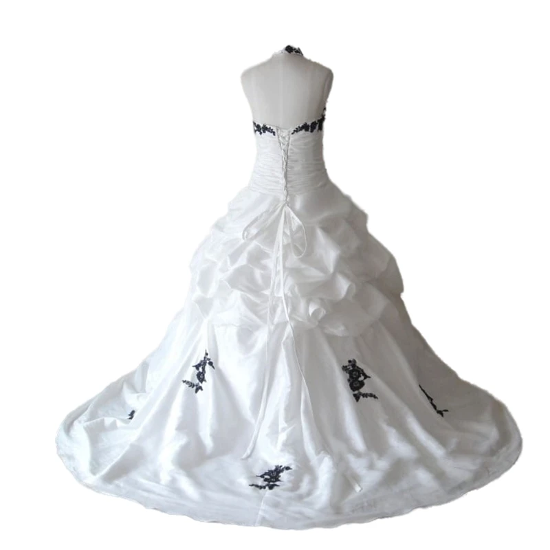 Abito da sposa vittoriano vintage Corsetto increspato in bianco e nero Abiti da sposa gotici Vestido De Novia personalizzato senza maniche