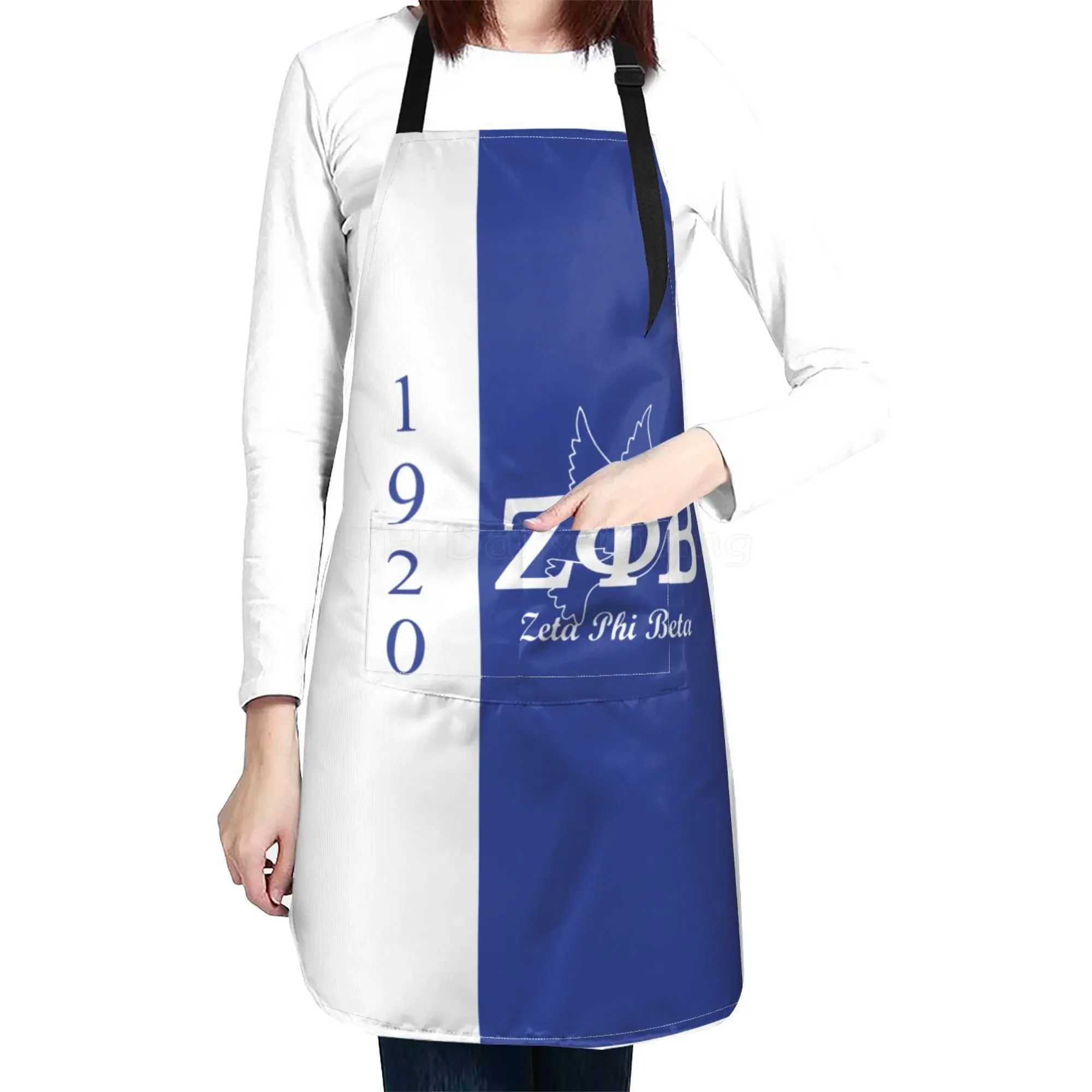 Delantal con estampado Zeta Phi Beta para hombres y mujeres, delantal de tela Oxford de alta calidad, impermeable para cocina, arte de uñas, cafetería, restaurante, trabajo