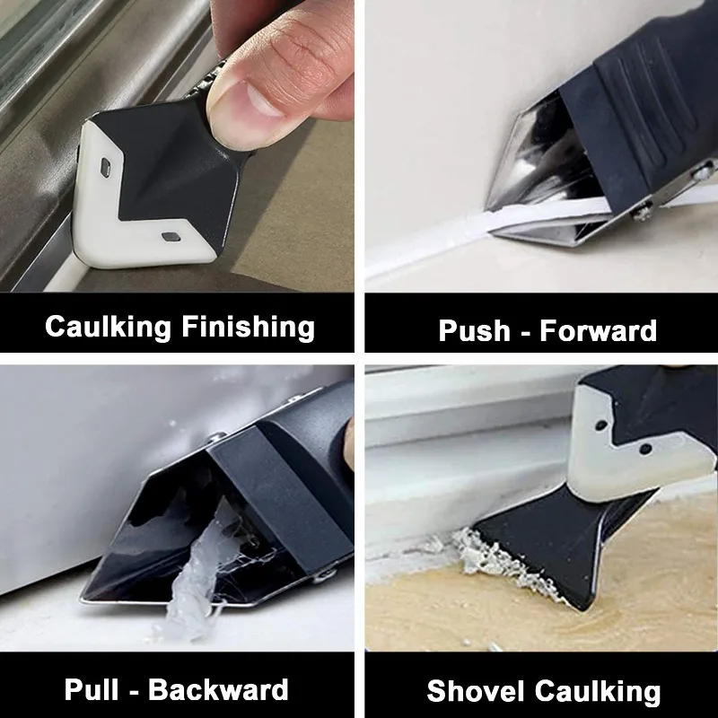 Alat Silikon untuk Caulking Stainless 5 in 1, Pengikis Sealant Finishing Grout dengan 4-35 Pcs Pad, Sangat Cocok untuk Sambungan Wastafel Dapur dan Kamar Mandi