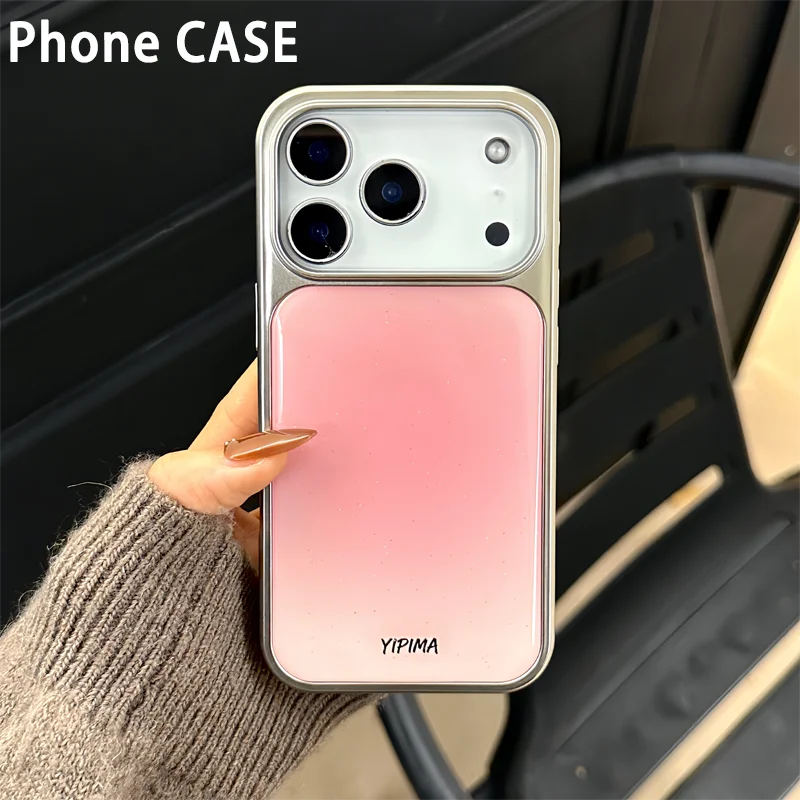 Koreanische minimalistische Handyhülle im INS-Stil mit Farbverlauf, Epoxidkante und Fallschutz für iPhone XR/11/12/13/14/15/16/17 ProMax.