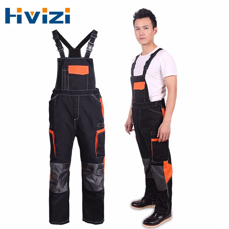 Mens Work Bib and Brace Overall with Pockets Carpenters Work Overall Workwear