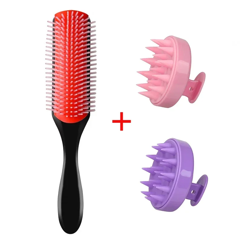 4 Color 9-Rows Denman Brush Women Detangling Styling Hairbrush Scalp Massager Salon Hairdressing Straight Curly Wet 4c Hair Comb