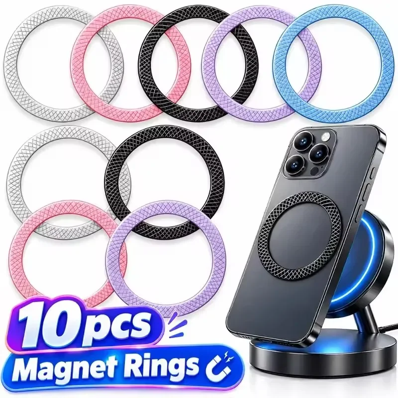 1-10Pcs Magnetic Plate Rings for MagSafe Wireless Charger Iron Sheet Sticker Magnet Car Phone Holder for IPhone Xiaomi Samsung