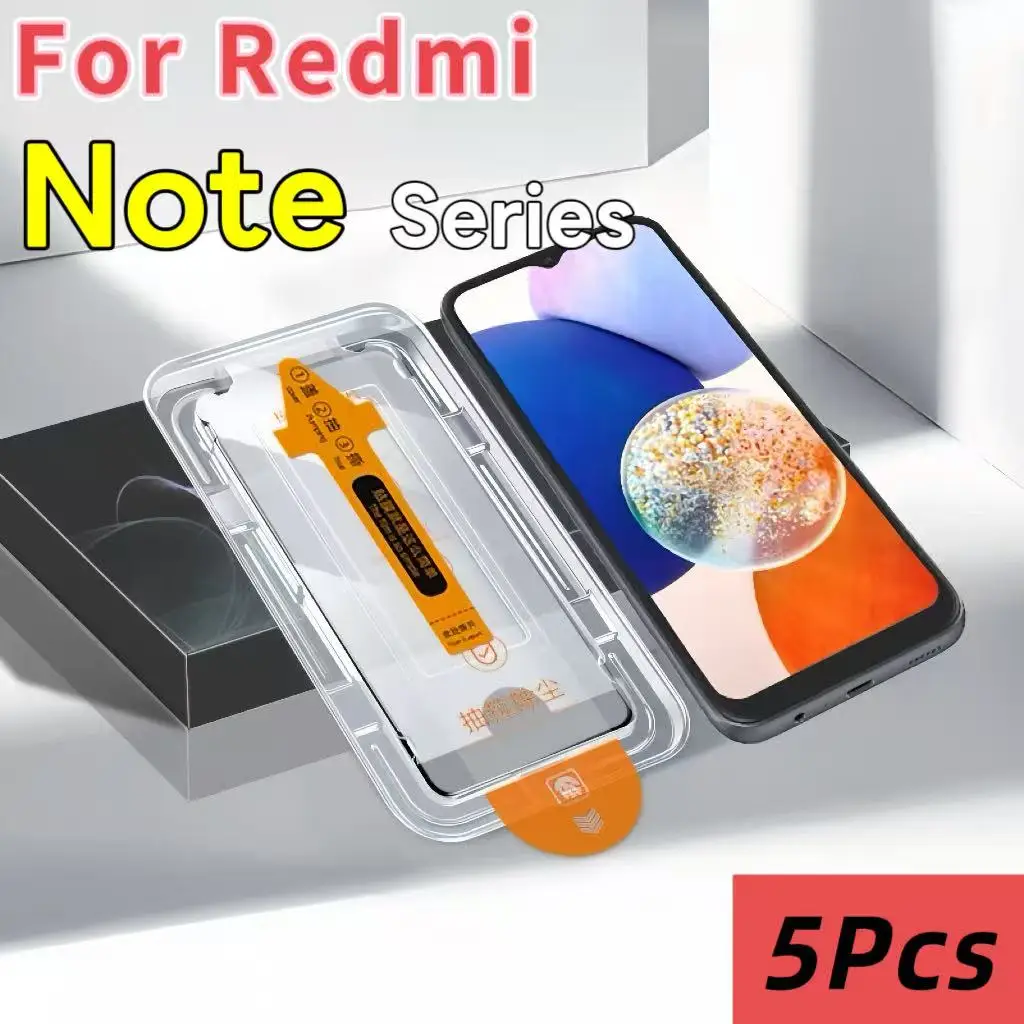 

Набор из 5 штук: Защитное стекло 9H HD без пузырьков и пыли для серии Redmi Note