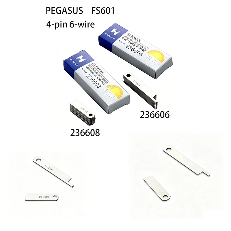 Cuchillas Superiores e Inferiores STRONG H 236606 236608 para Máquinas de Coser Pegasus FS601 FS603 FS700 de 4 Agujas y 6 Hilos