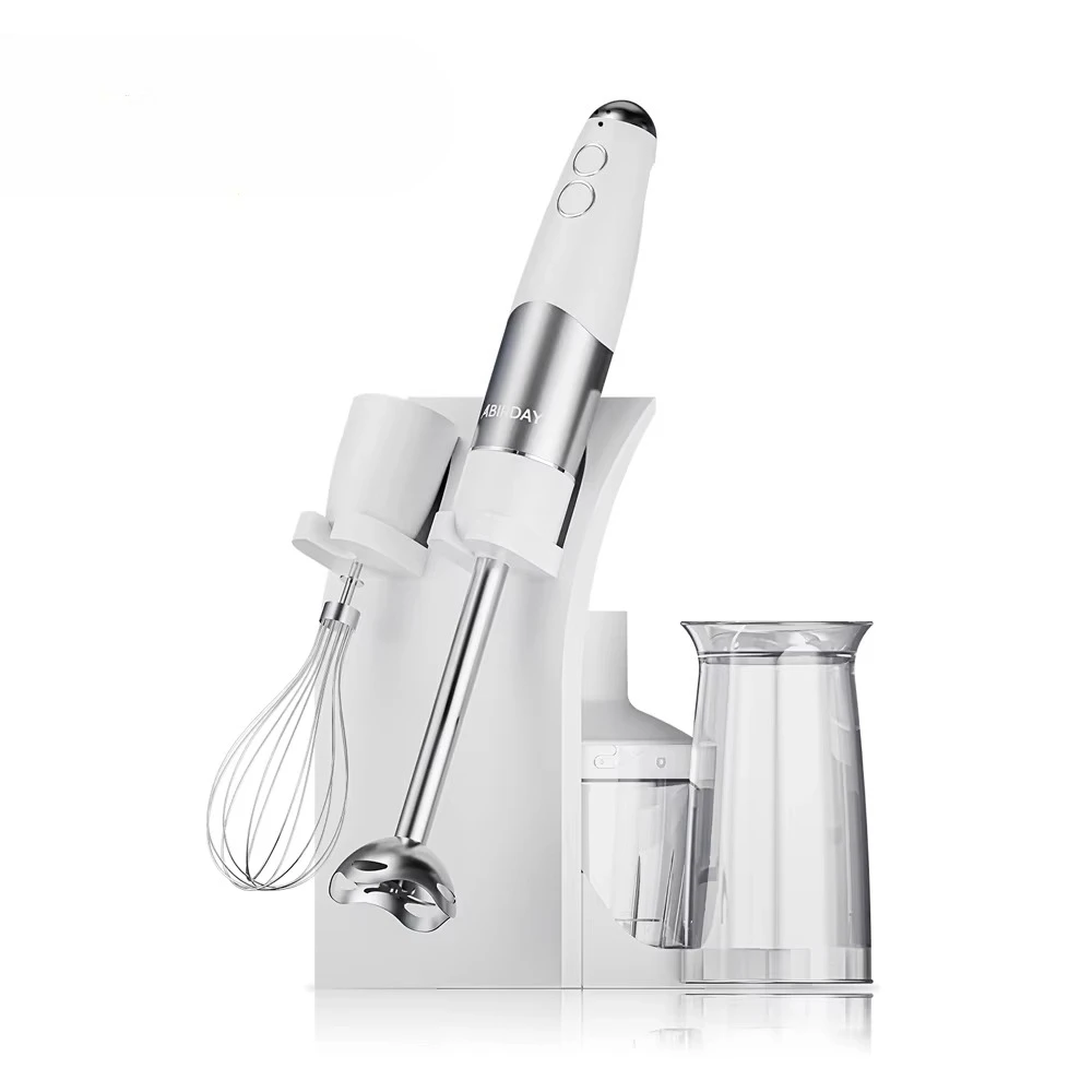 

Ручной погружной блендер, мощный, 800 Вт, 4 в 1, миксер из нержавеющей стали, 600 мл и 500 мл, белый